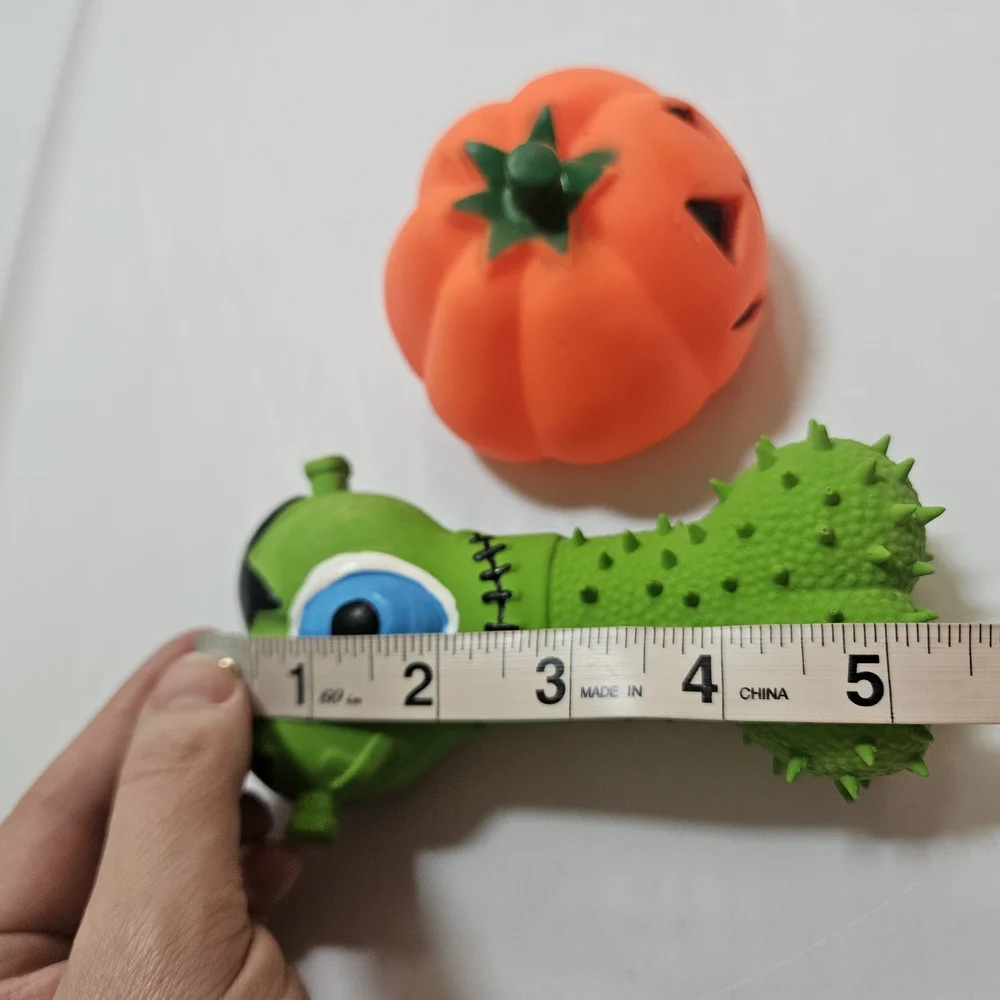 Green Monster and Orange Pumpkin Rubber Squeeky Dog Toys